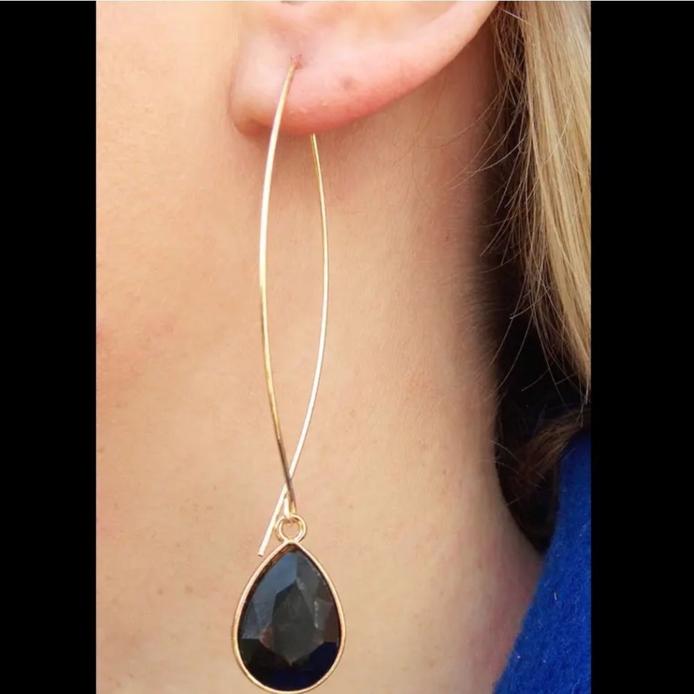 BRAND NEW  CATHERINE MALANDRINO TEARDROP PULL THROUGH EARRINGS